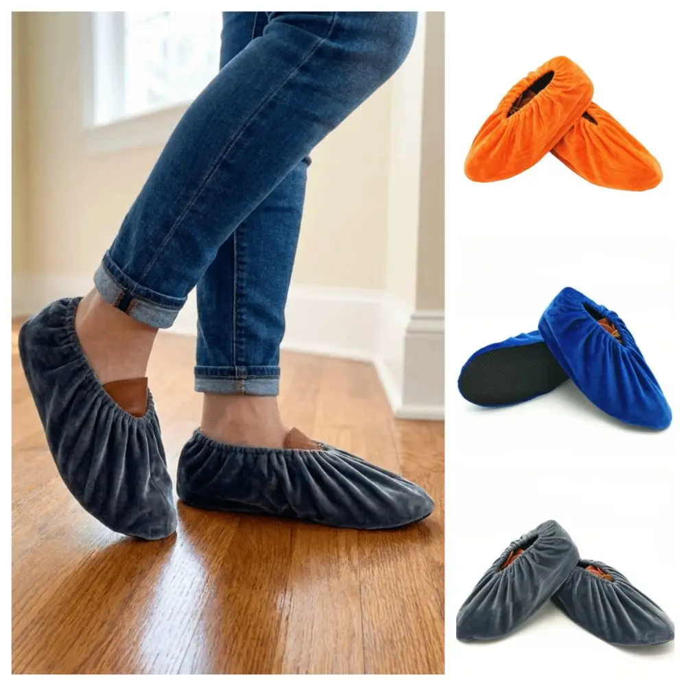 3Pairs Reusable Non Slip Shoe Covers Velvet Elastic Shoe Protector Soft Slip-on Booties Cover Machine Room