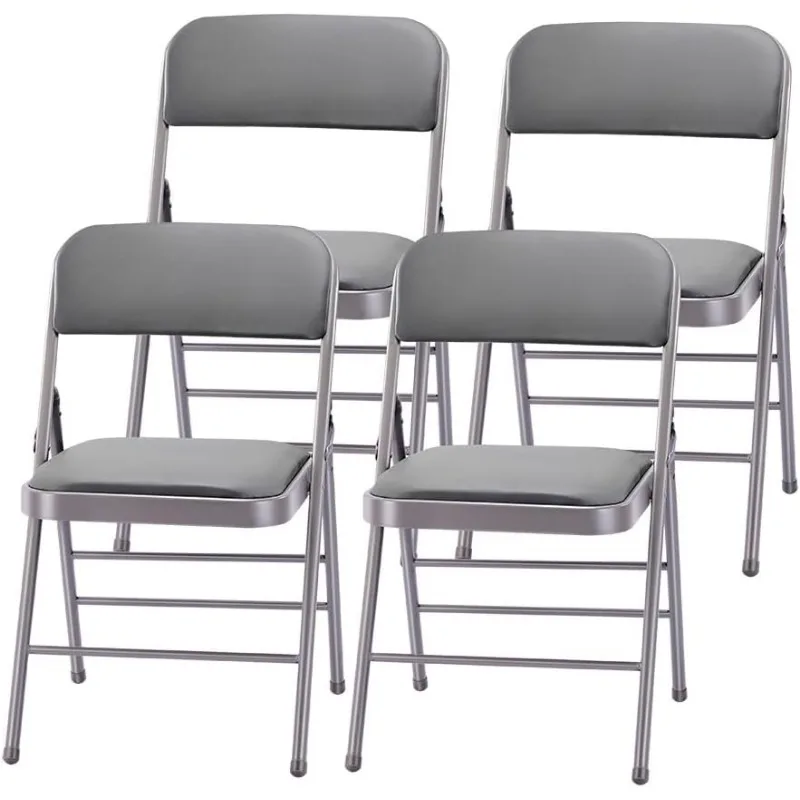 Pack of 4 (Fabric/Vinyl) Steel Frame Metal Foam Padded Folding Chairs