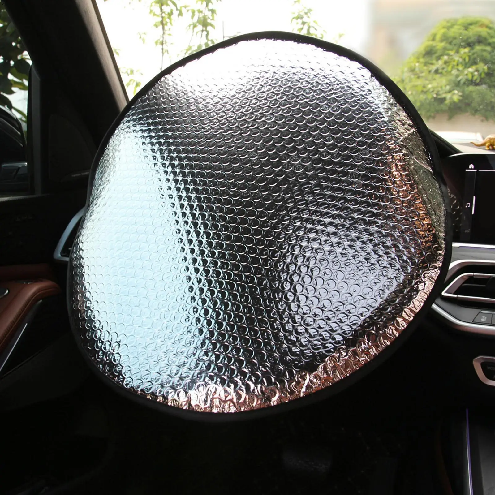 Car Steering Wheel Sun Protection Visor Automotive Aluminum Foil Thicken Accessories Foldable Car Steering Wheel Sunshade Cover