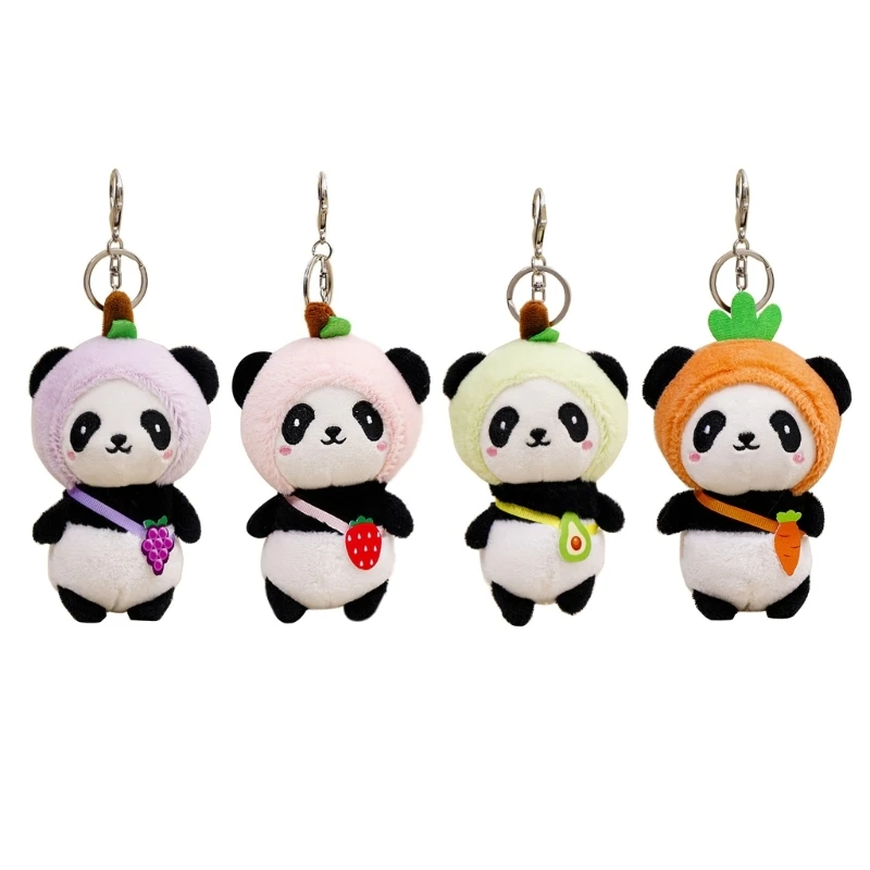 Cartoon Panda Keychain Keyring Accessories Backpack Pendant for Girls