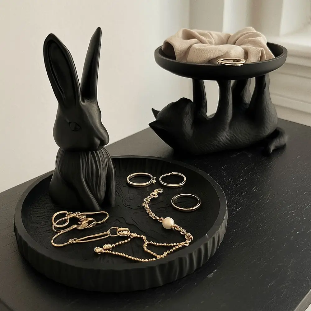New 3D Printed Cat Jewelry Tray Rabbit Durable Jewelry Storage Tray Mini Key Tray Desktop Organization