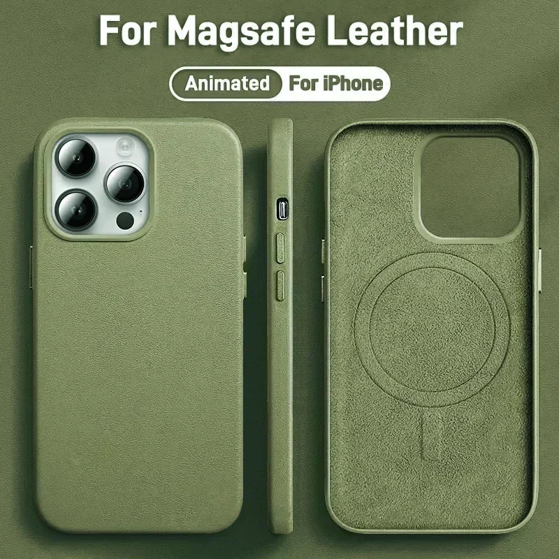 

Luxury Leather Magnetic Case For iPhone 15 Pro Max 14 Plus 13 Mini For Magsafe With Charging Animation Phone Cases No Logo Cover