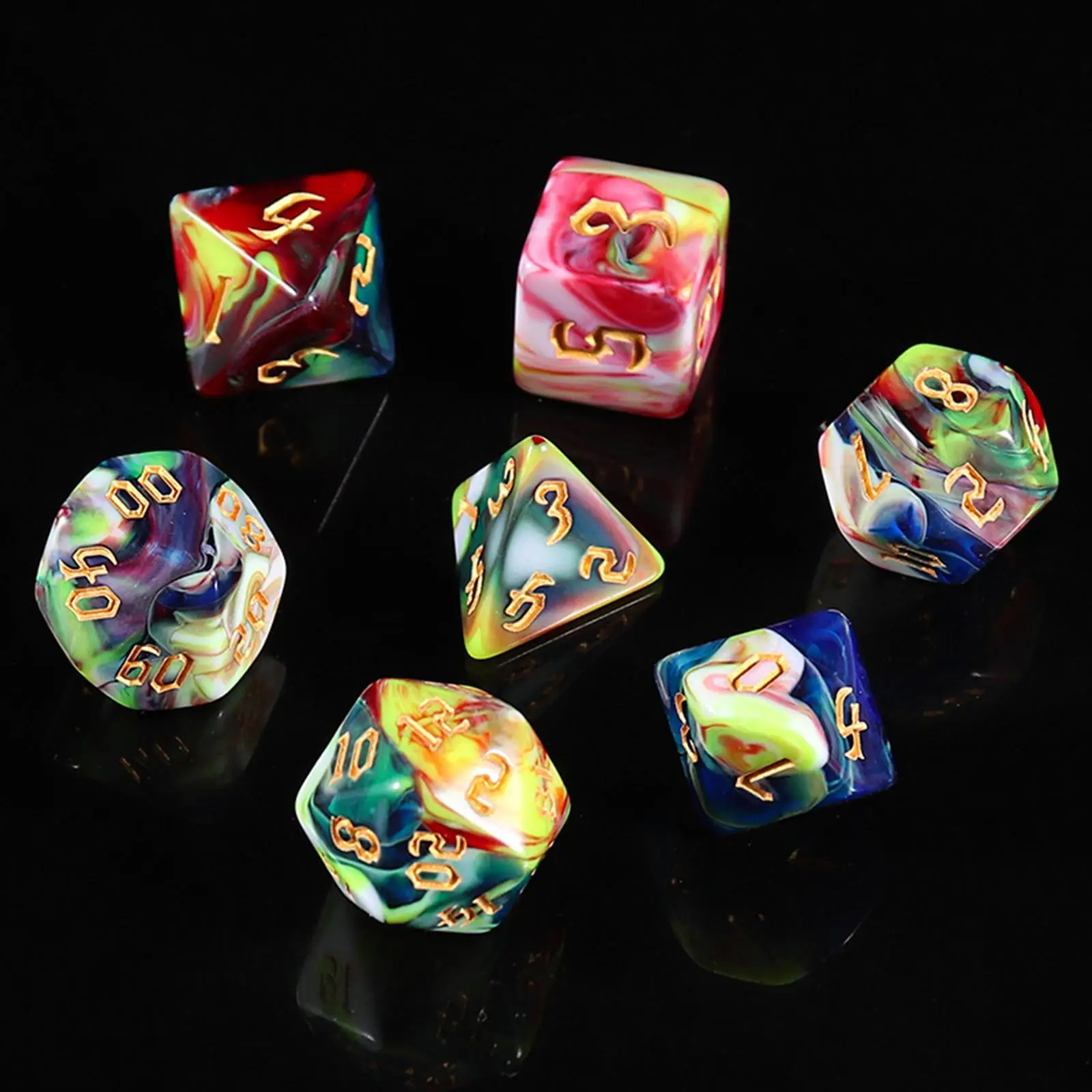 Shiny Polyhedral Dices Set Acrylic Casino Game Props Math Counting Tools for Classroom and Family Table Games