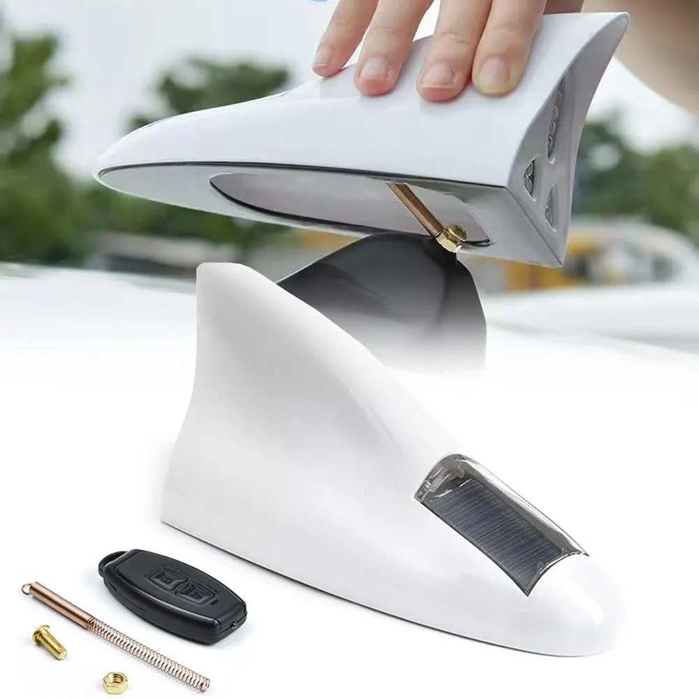 

Car Solar Shark Fin Antenna LED Light Universal Warning Lights Anti Collision Light Automobile Modeling Decorating Accessories