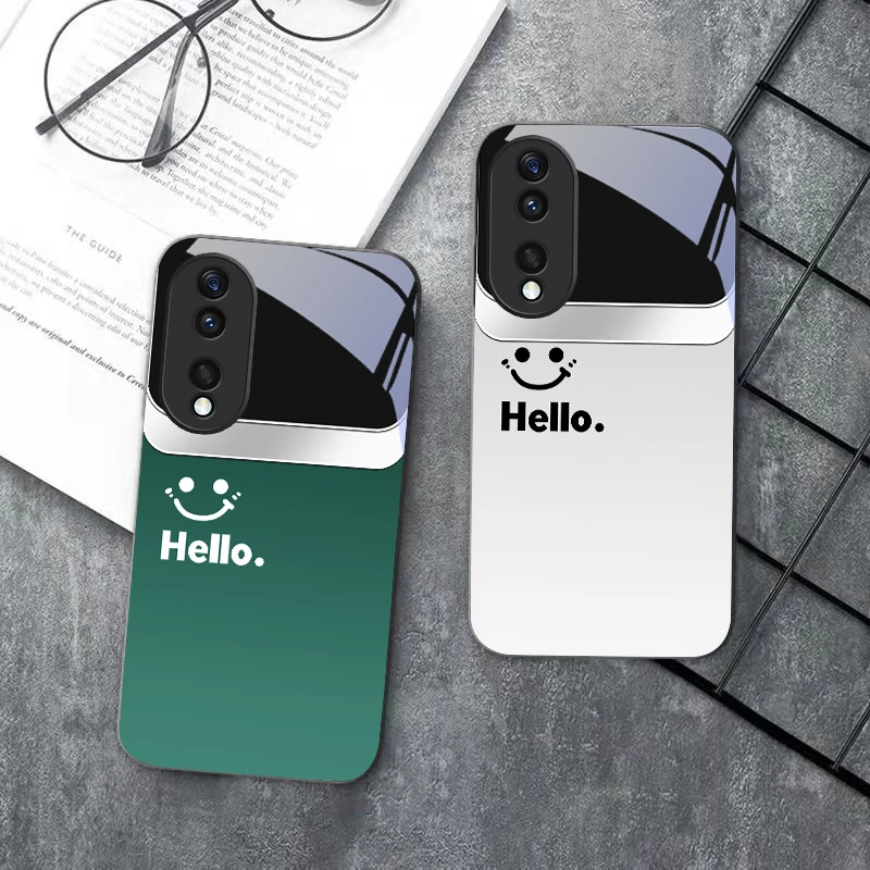 Simple cartoon pattern For Honor X6 X9c X9 X6b X8a X8 X9b X5b Plus X8b 30 Pro+ 50 Pro 70 90 200 Lite Black Glass Phone Case