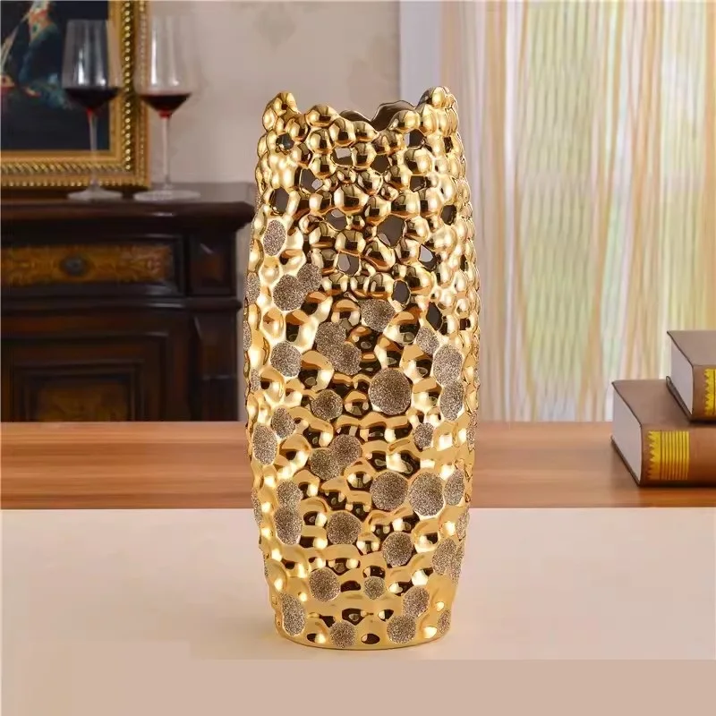 

Gold Ceramic Vase Home Decor Creative Design Porcelain Decorative Flower Vase For Wedding Decoration