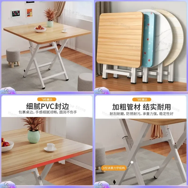 Foldable Round Dining Table Portable Outdoor Stall Small Square Snack Table for Night Market Rental House Simple Eating Desk