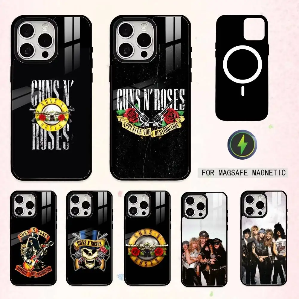 

BAND G-Guns N' Roses Phone Case For iPhone17,16,15,14,13,12,11 Plus,Pro Max Magnetic For Magsafe Wireless Charging