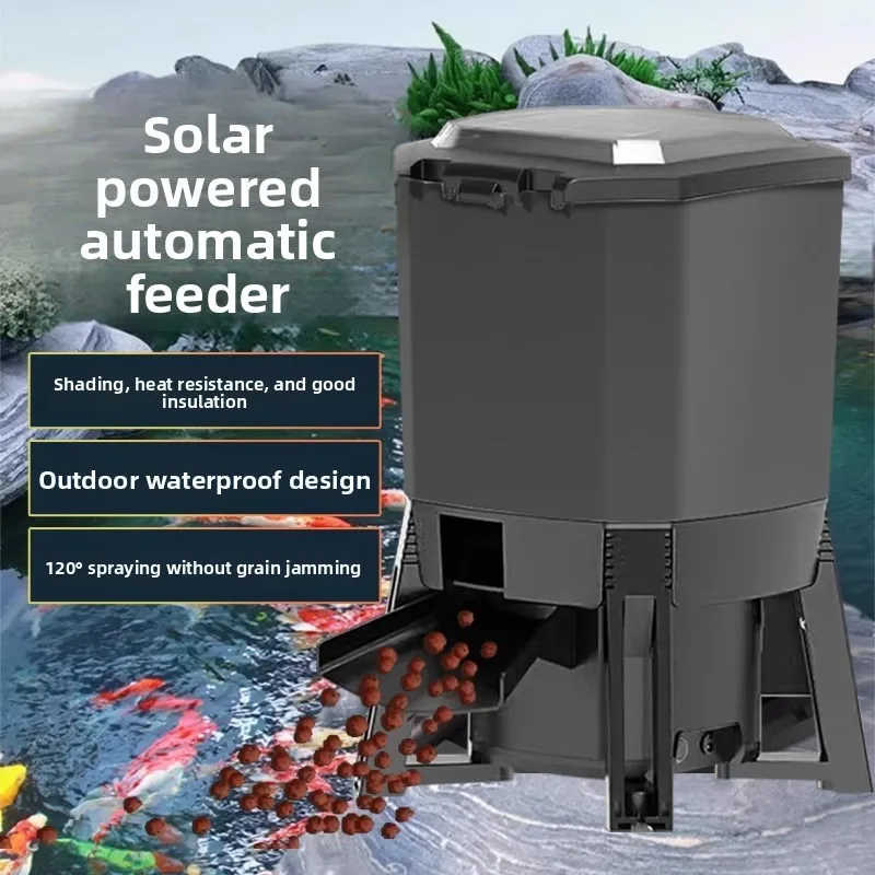 Solar Fish Pond Automatic Feeder Koi Feeding Intelligent Timing Fish Feeder Large Capacity Fish Feeding