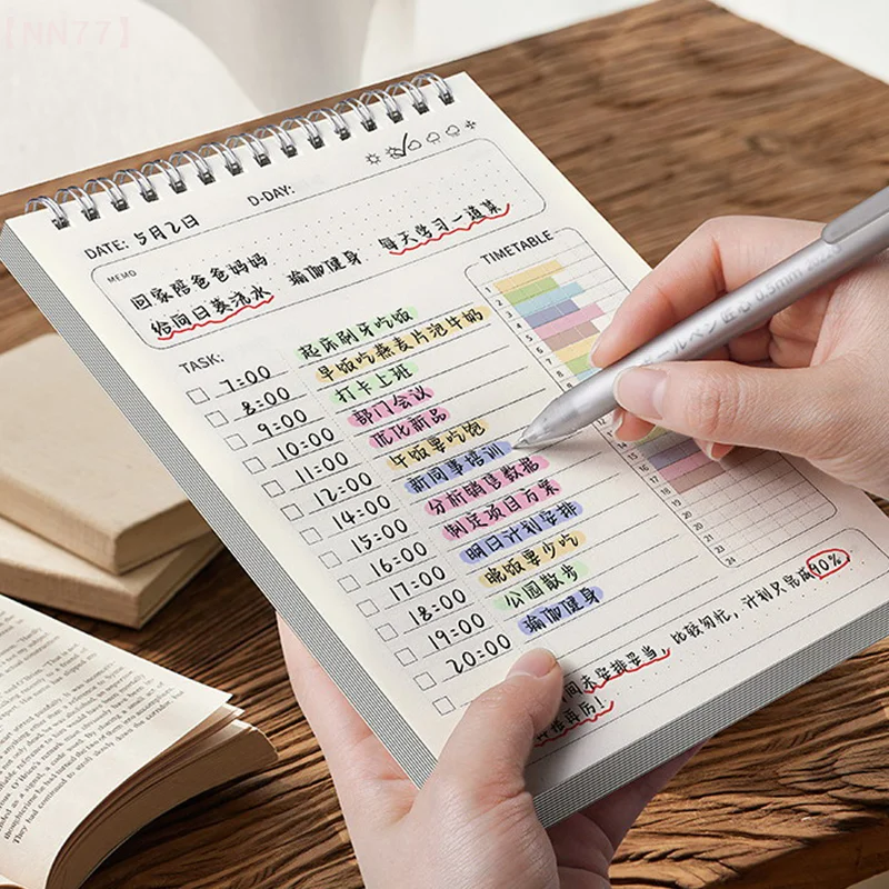 80 แผ่น Simple Planner Agenda SPIRAL Notebook ตาราง Planner หนา Notepad รายวันอุปกรณ์สํานักงานเครื่องเขียนนักเรียน