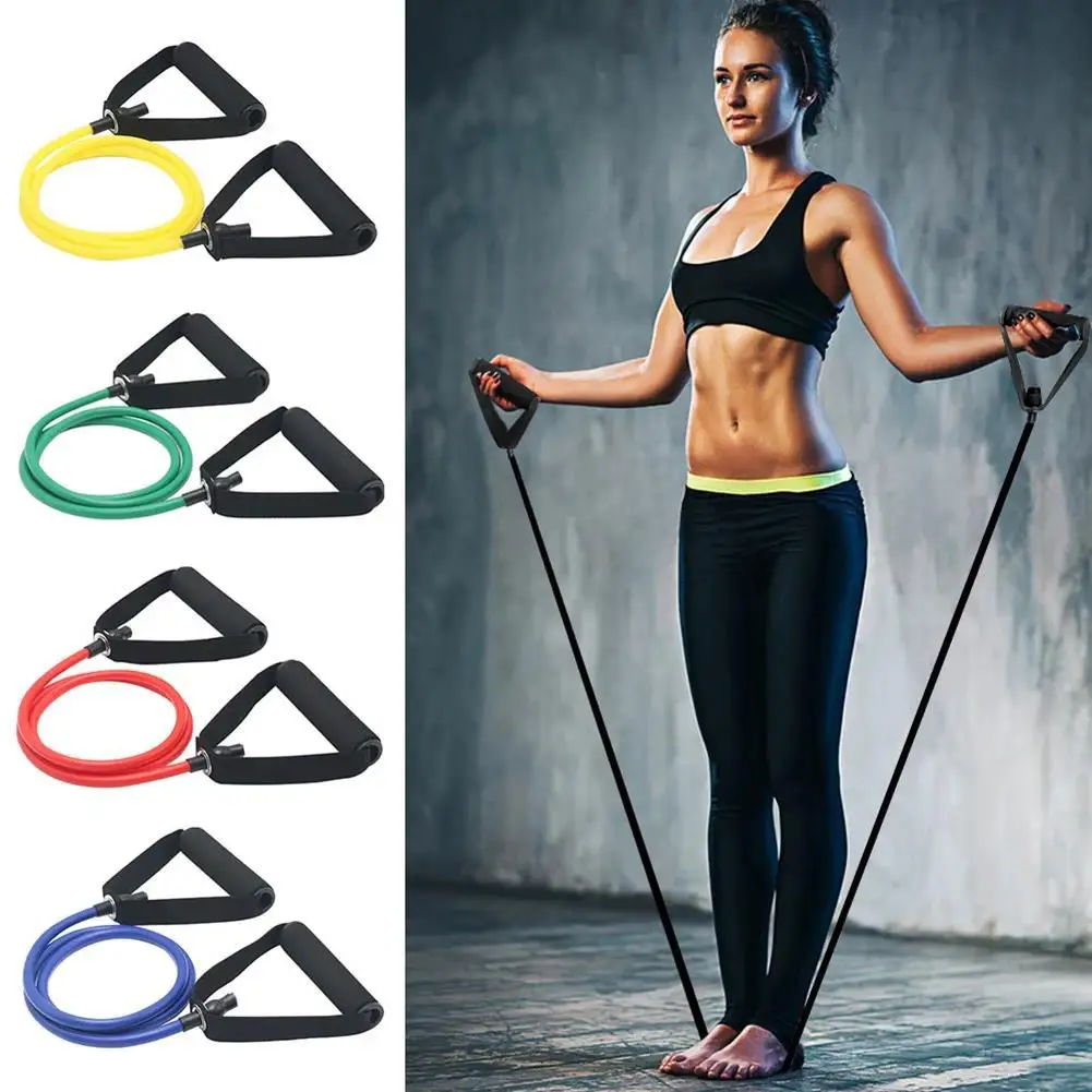 5 Levels Yoga Pull Rope TPE Resistance Bands with Handles Elastic Fitness Exercise Tube Band for Home Workout Strength Training