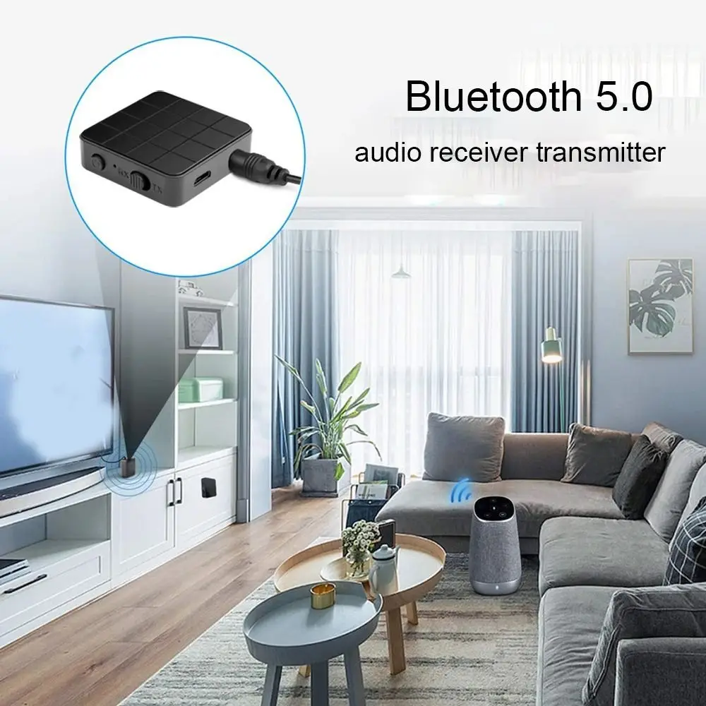 

Bluetooth 5.0 Audio Transmitter Receiver with 3.5mm Microphone RCA Connection Wireless Music Adapter 2 in 1 Design RCA Adapter