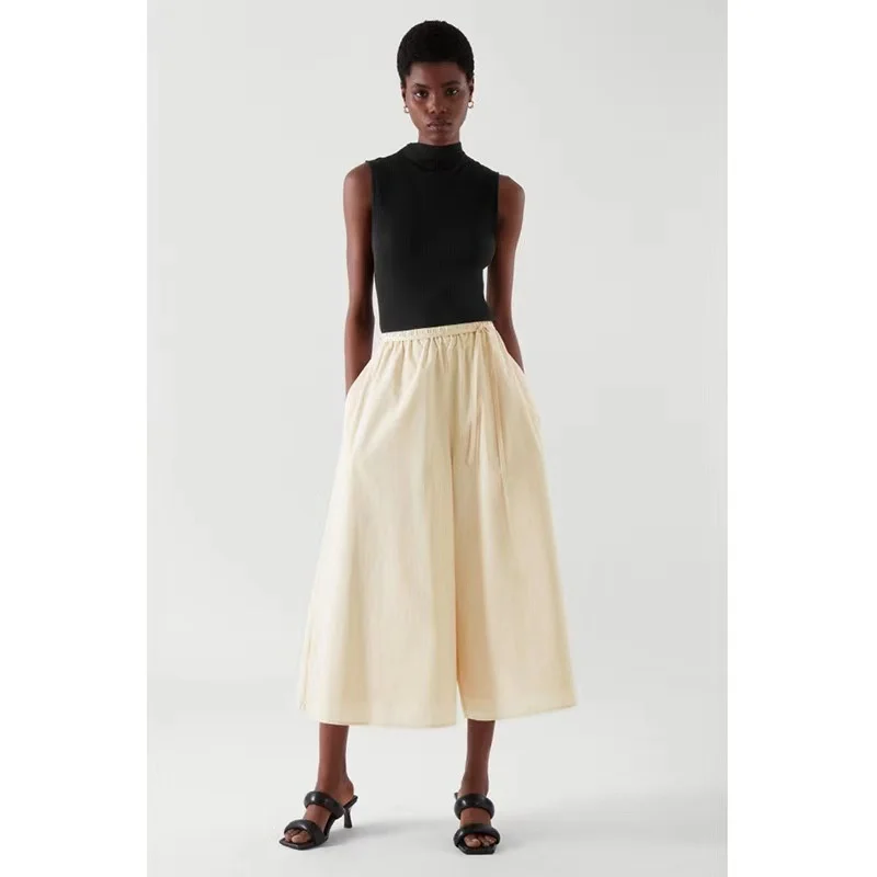 

COS Sle Loose Elastic Waist Ankle Summer New Casual Pants Cleanfit Low Waist PVC Material for Middle-Aged Women