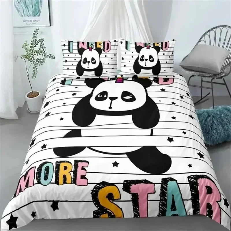 

Luxury New 3D Print Cute Panda Duvet Cover Cartoon Animal Bedding Set Giant Panda Cover Twin For Kids Girls Teen Kawaii Bedroom