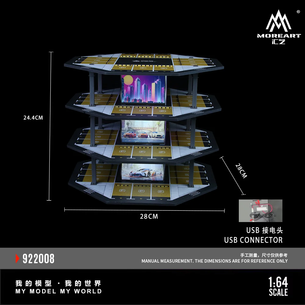 MoreArt 1:64 Edifício octogonal Estacionamento 02 Modelo de montagem
