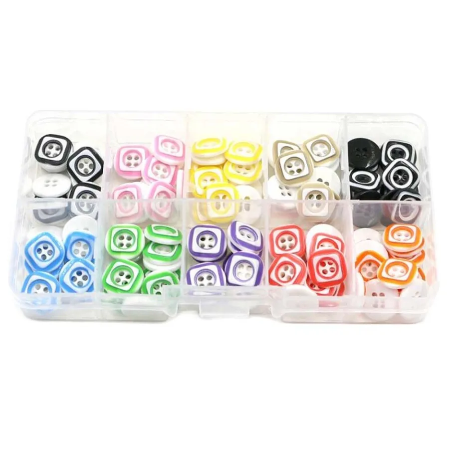 

100 Pcs Multicolor 12.5mm Sewing Resin Buttons DIY Art Craft 4 Holes Buttons Square