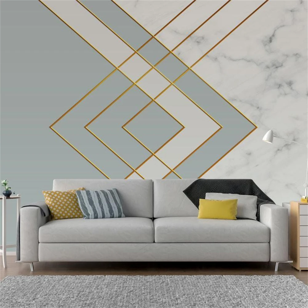 Custom marble wallpaper for living room bedroom sofa background mural wallpaper for wall papers home room decor triangle sticker