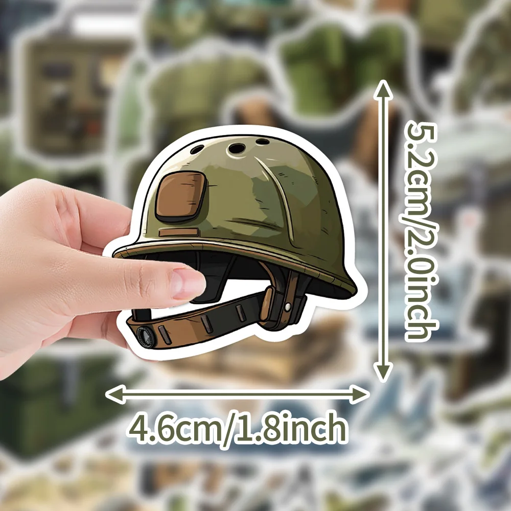 50/PCS Kreative Militär Fans Militärische Ausrüstung Wasserdichte Aufkleber Dekoration DIY Mobile Wasser Tasse Koffer Graffiti Kinder Spielzeug