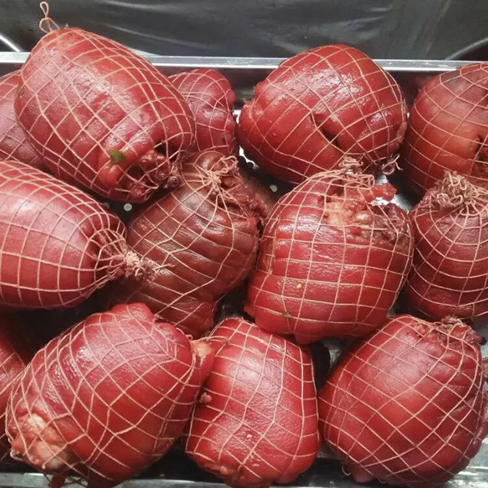 

6 Rolls Kitchen Sauce Char Cotton Thread Elastic Meat Netting Roll for Ham Sausage Packaging Cooking Supplies