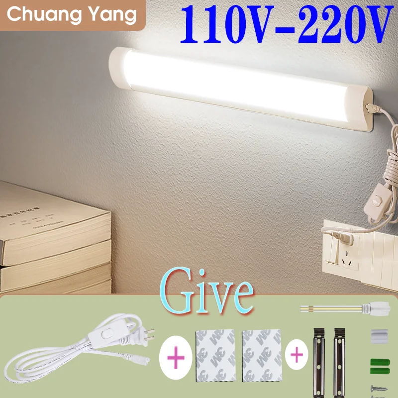 Led Light Tube 110v 220V Bracket Lamps Kitchen Dormitory T5 T8 Diode Ceiling  Tube Bar Light For Bedroom Home Indoor Lighting