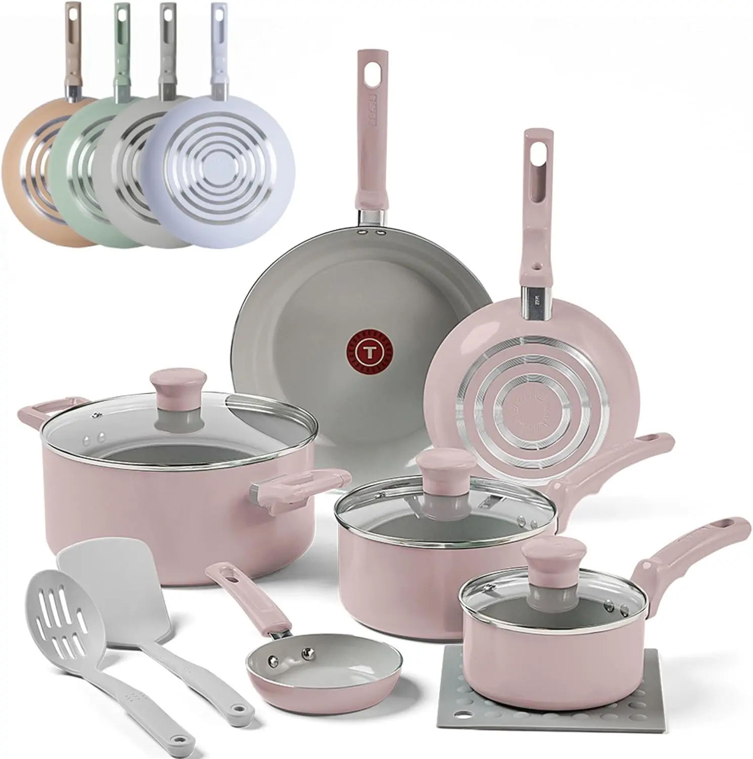 

Refresh Ceramic Nonstick Cookware Set, 12-Piece Ceramic Pots and Pans Set, Oven Safe to 350°F, Includes Stockpot, Griddle, Fryin