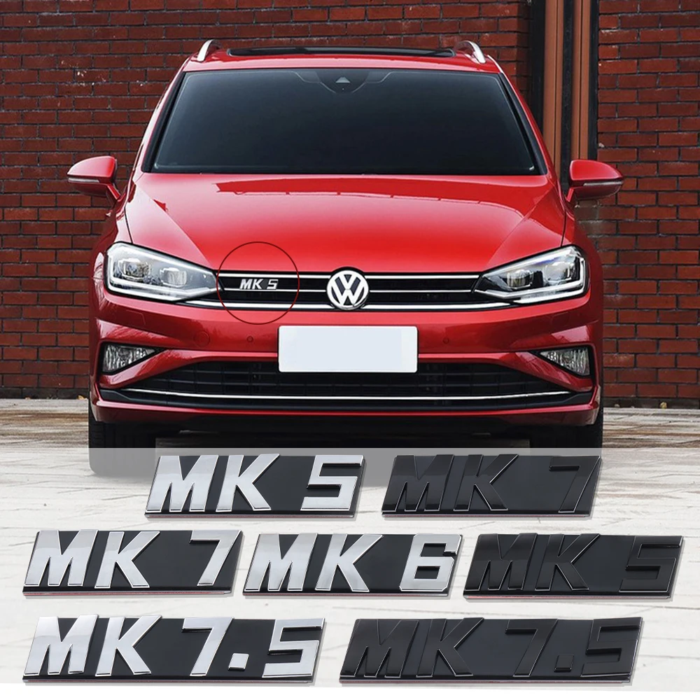 Tapas de Válvulas 3D, Adhesivo para Parrilla Delantera de Coche, Emblema con Logotipo MK6 MK7 MK7.5 para Volkswagen VW GTI Rline Touareg Tiguan Gol