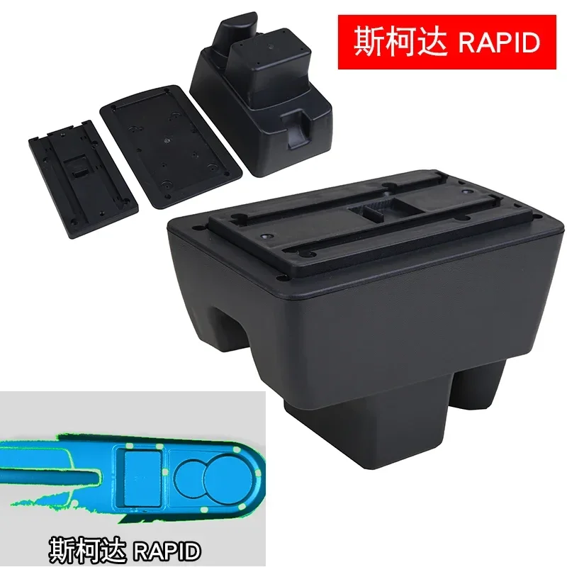 For Skoda RAPID Armrest Retrofit For Volkswagen Polo 2020 -2022 Car Armrest box Center Storage box car accessories Interior USB