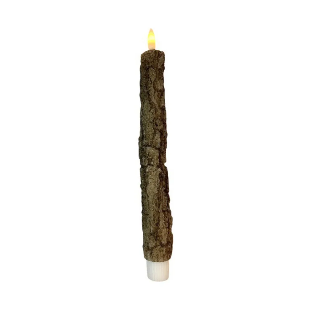 Soft Light LED Flameless Candles Flame Simulation LED Light Electronic Candles Flameless Design Birch Wood Texture