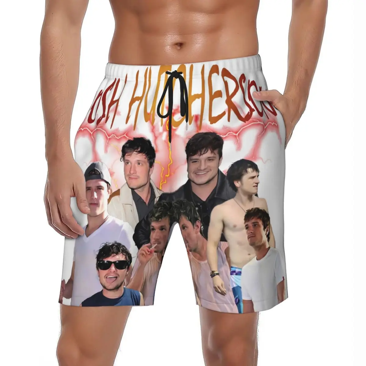 

Летние шорты для доски, мужские J-Josh Hutchersons, спортивный актер, дизайн плаката, пляжные шорты, Гавайские удобные пляжные плавки, большие размеры