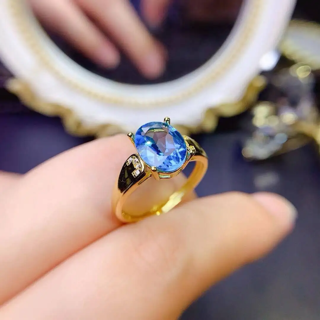 KJJEAXCMY New style Jewelry Natural Women's Topaz ring 925 silver inlay Colorful and splendid Crystal pure fire flash explosion