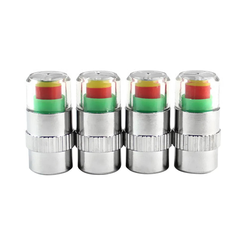 

4Pcs Tire Pressure Indicator Caps Car Motorcycle Bicycle Inflation Monitor System Green Yellow Red Visual Sensor Alert