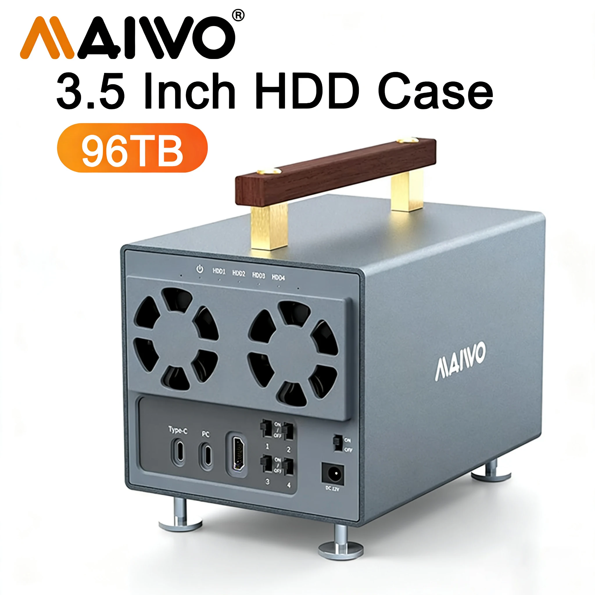 

MAIWO 4 Bay Hard Drive Enclosure for 3.5 Inch SATA HDD with SATA III Chipset USB3.2 Gen2 10Gbps Support HDTV/Type-C Extension