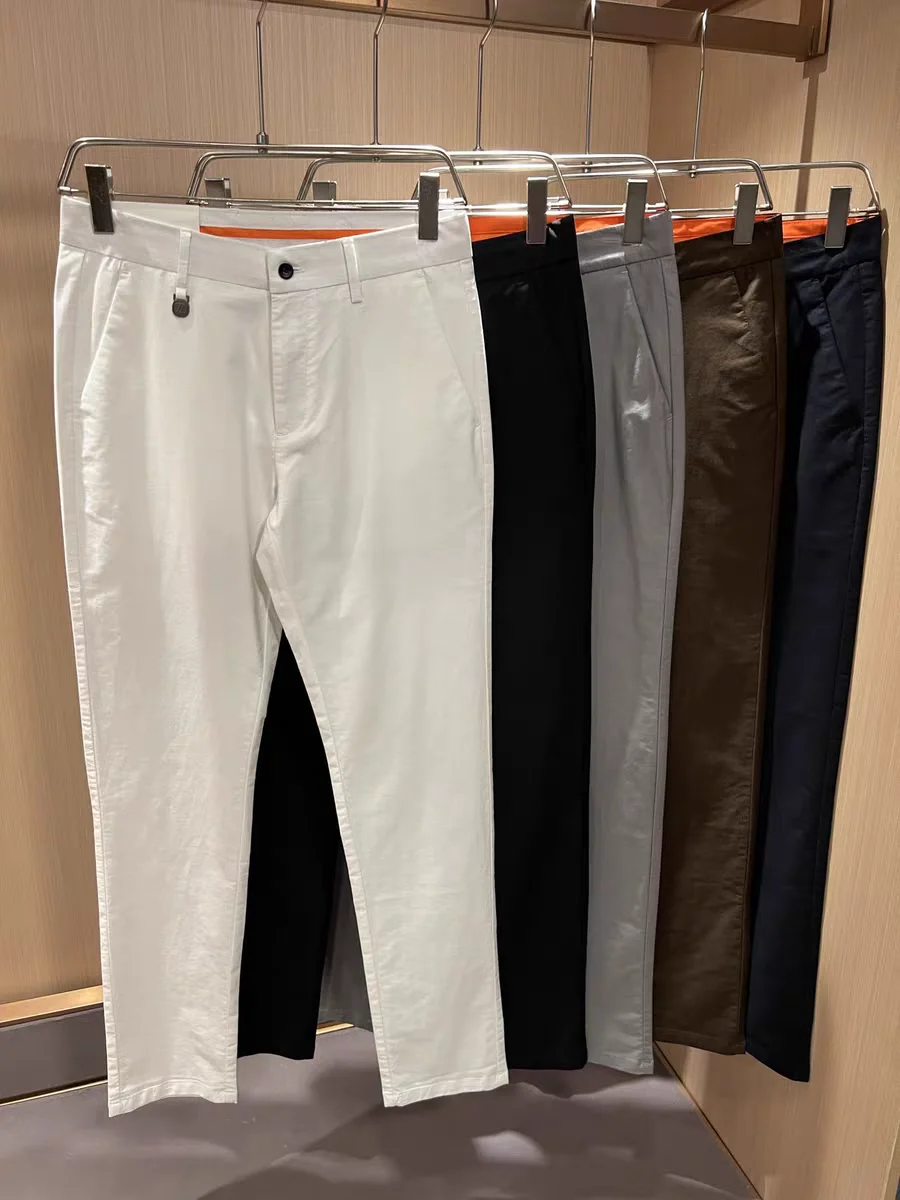 

Italian Style Slim Fit Men's Casual Straight Leg Thin Summer Business Casual Pants Elegant Versatile Simple Design