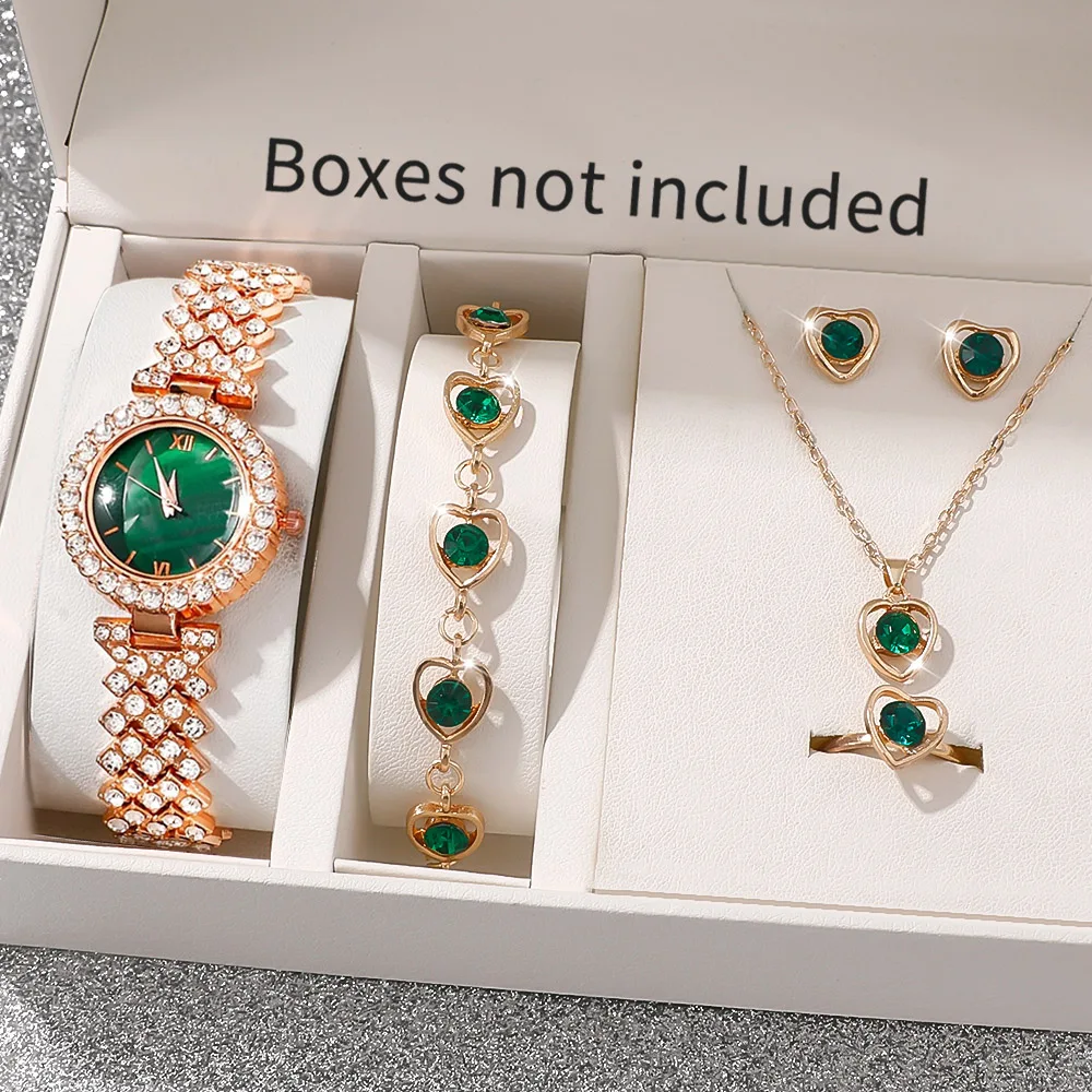 6Pcs  Quartz Watch & Jewelry Set, Stylish Daily Wear Gift for Friends & Family