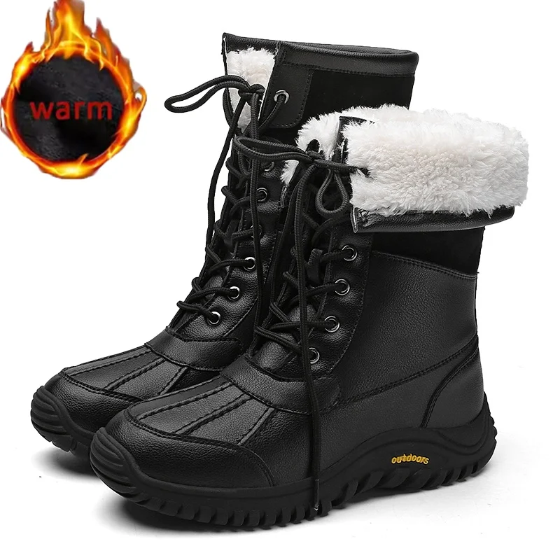 

Outdoor High-top Snow Boots Women Lace-up Waterproof Comfortable Keep Warm Mid-Calf Boots Thick-soled cold protection Warm Shoes