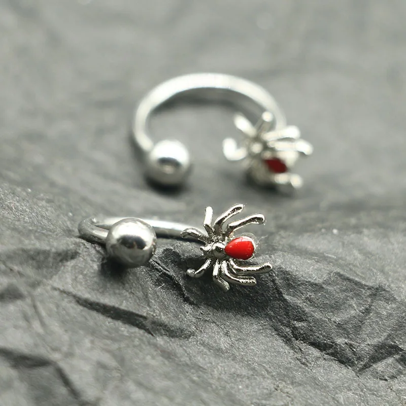 316L Spider Lip Ring Horseshoe Ring Titanium Steel Piercing Ear Stud Barbell Spiral Lip Studs Belly Button Sexy Body Jewellery
