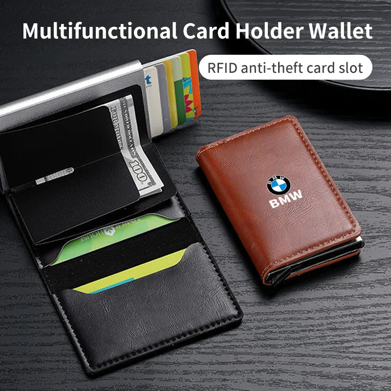 Men Wallet ID Credit Card Holder Mini RFID Wallet Automatic Pop up Bank Card Case For BMW E46 E90 E60 F30 E30 G30 E53 F31 G20