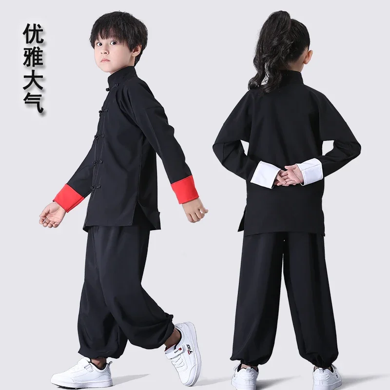 Uniforme de Kung Fu traditionnel chinois pour enfants, costume de Wushu pour garçons et filles, ensemble haut et pantalon trempé, tenue de scène folklorique, chapelle Tai