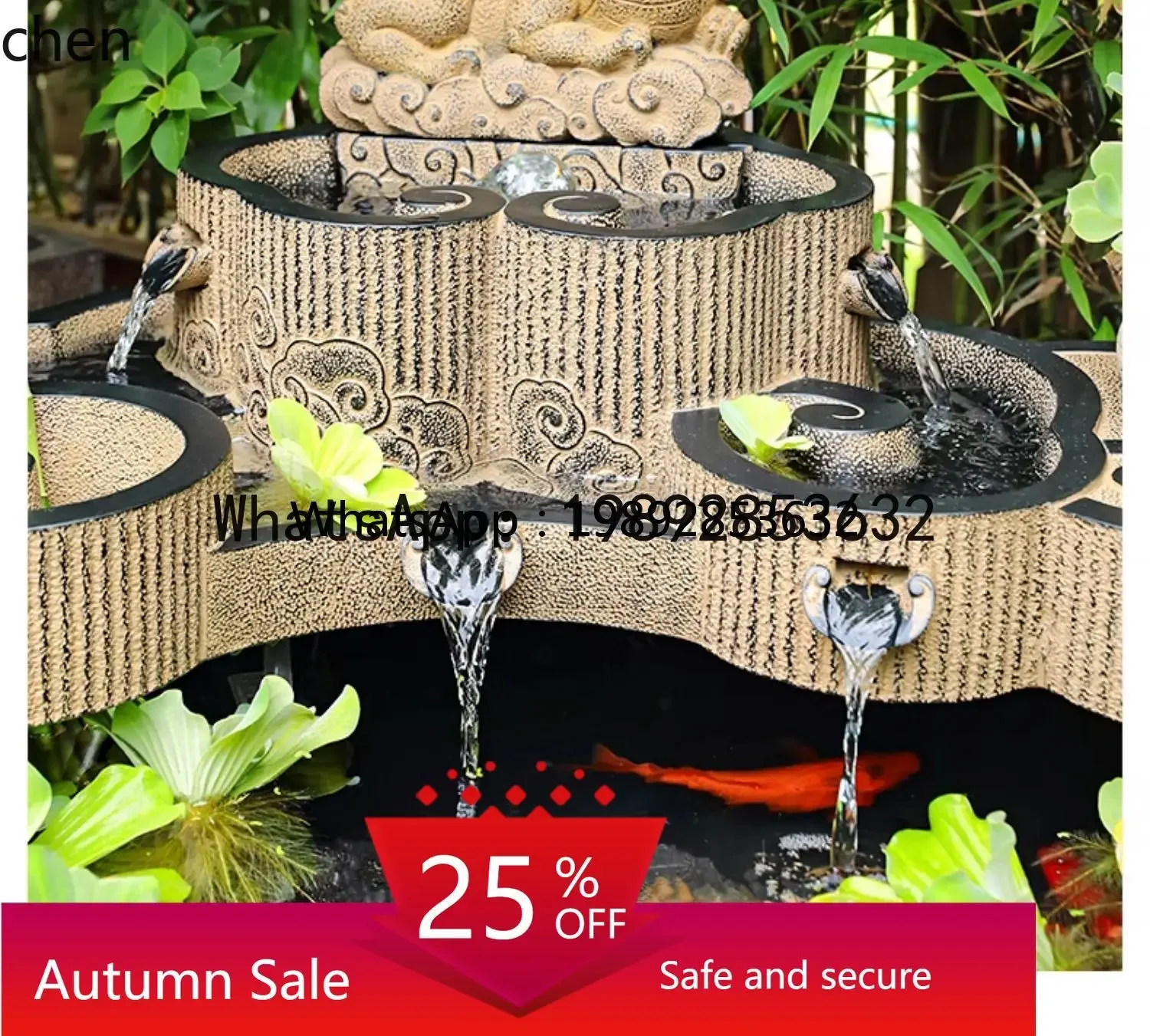

W8- courtyard Shengcai circular fish pond flowing water ornament outdoor circulating water fountain landscaping home accessories