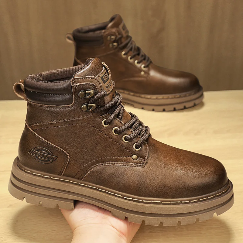 

Men's trendy shoes for autumn and winter 2025 high top workwear shoes for men waterproof and non slip boots for men