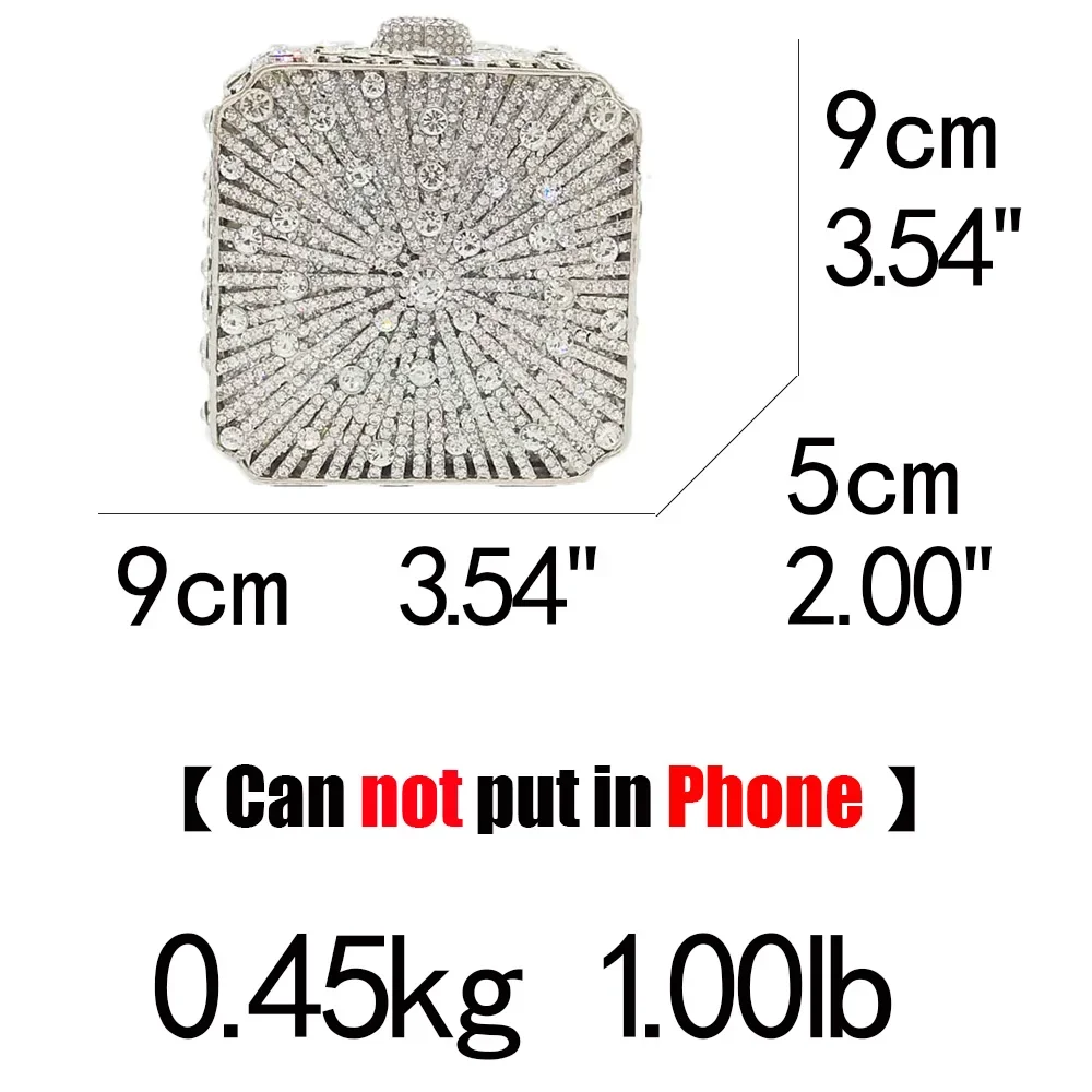 Boutique De FGG (disponibile) pochette da sera da donna in cristallo da sposa Minaudiere Box borse e portamonete con strass