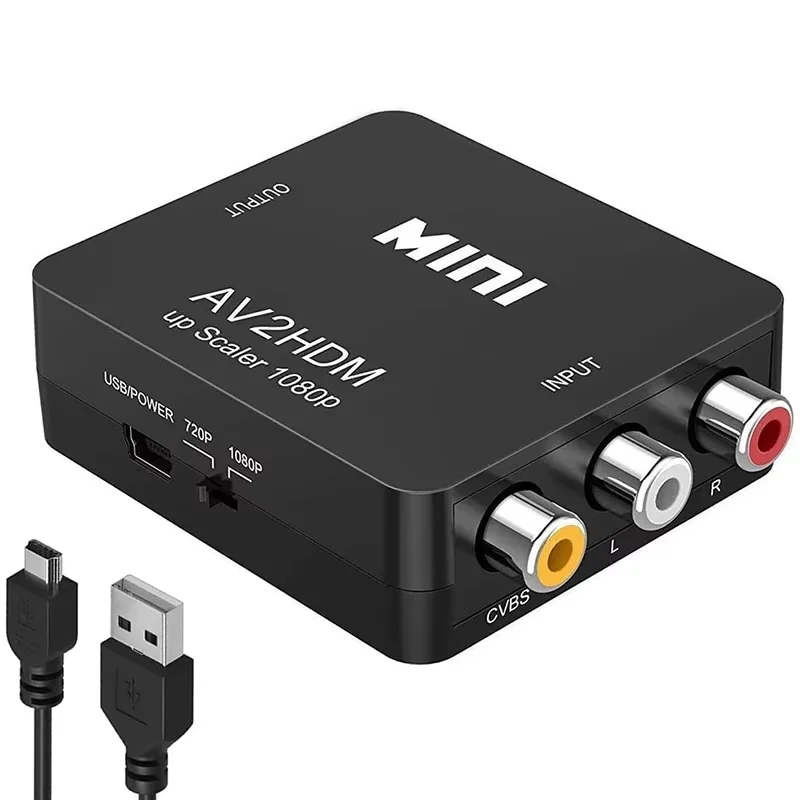 HDMI-compatible to RCA AV Converter AV/CVSB L/R Video Box HD 1080P 1920*1080 AV2HDMI Support NTSC PAL Output AV To HDMI Adapter