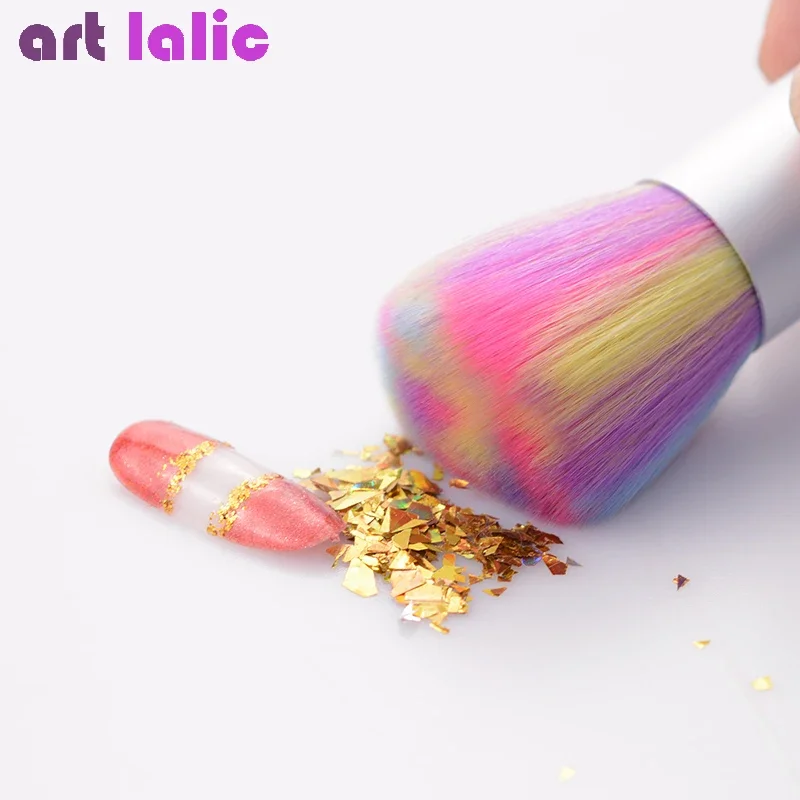 Cầu Vồng Hồng Màu Mềm Vệ Sinh Móng Tay Bàn Chải Acrylic UV Gel Bột Bụi Tẩy Dụng Cụ Làm Móng Tay Chăm Sóc DIY Salon