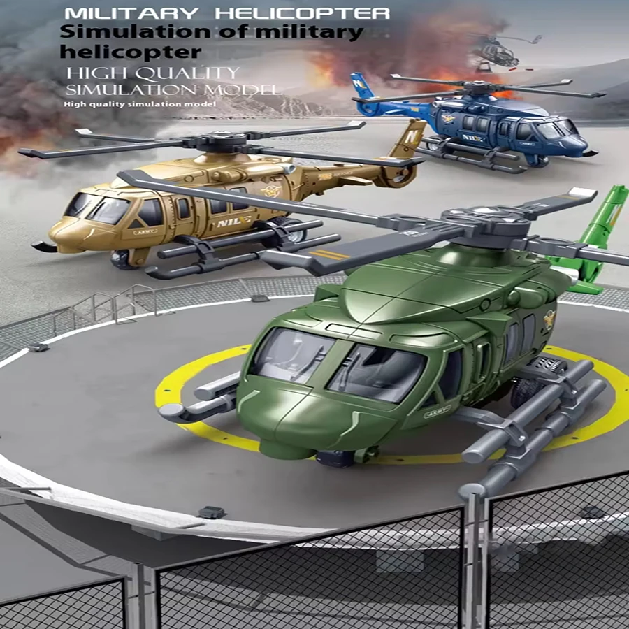military Children’s Helicopter Toy Alloy Airplane Simulation Model Ornaments Boy  Taxiing Simulation Helicopter Christmas Gift