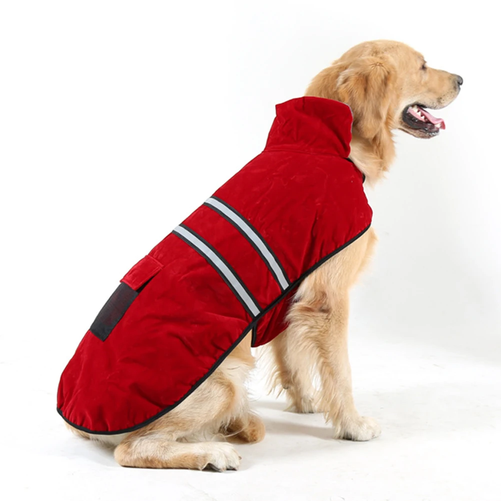 

Dog Reflective Cotton Coat Puppy Warm Jacket Red Winter Clothes Doggie Costume Medium Large Dogs Safe Pet Supplies