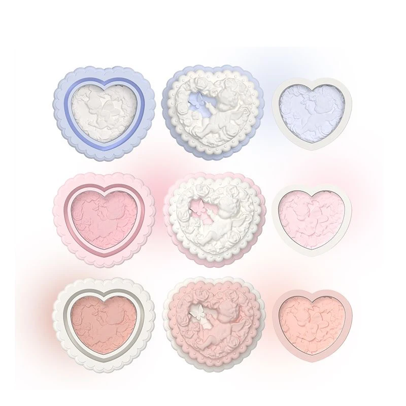 Blush per trucco Fard in polvere con rilievo angelo Doppio colore Fumo di albicocca Fard in polvere senza crudeltà - Forma, conturino e evidenziazione viso