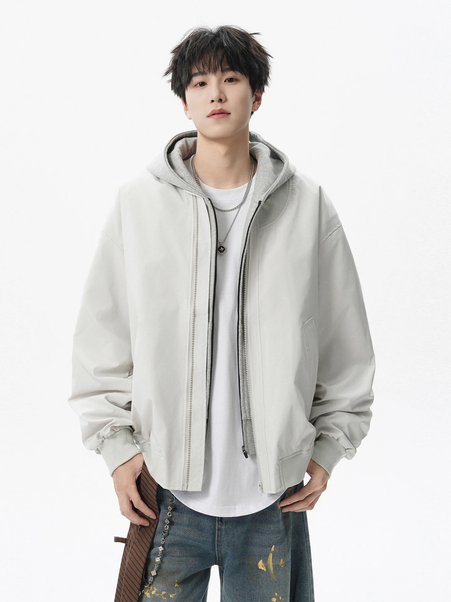 

Loose ex Pilot Jaet Spring Autumn Faionable Youth Baseball Sle Warm Polyester Fiber Long Sve Zipper Closure Jaet