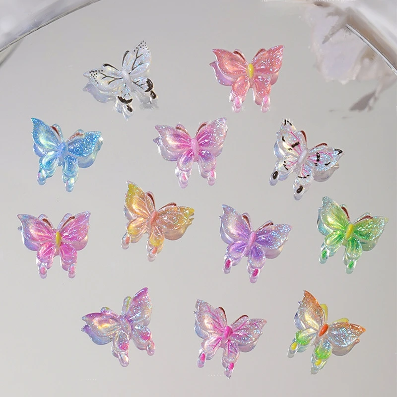 Butterfly Parts Nail Art Decoration Kawaii 3D Elf Butterfly Resin Manicure Charm Rhinestones DIY Nails Tips Figures Girl Gifts