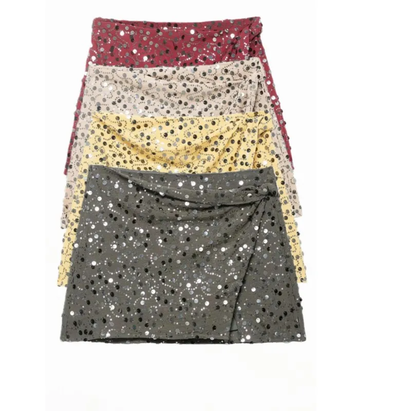 Women Sequin Mini Skorts Chic Elegant Slim Skirt Summer Fashion Party Skirt Street Female Club Shining Lady Skirts