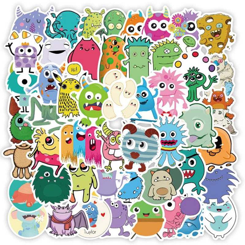 50 Stuks Cartoon Monster Stickers Bagage Gitaar Skateboard Laptop Graffiti Sticker